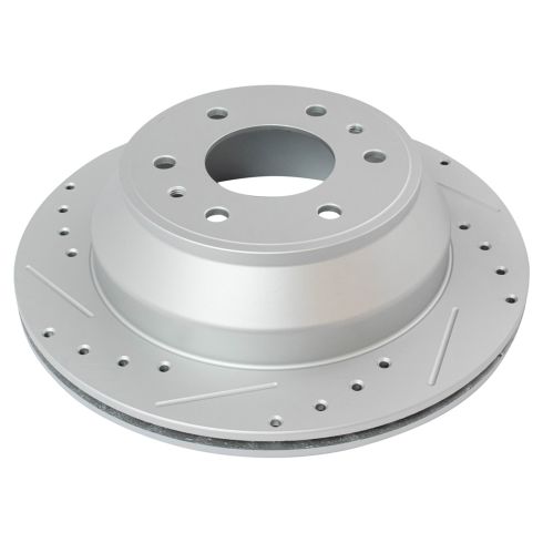 Rear Semi-Metallic Premium G-Coated Brake Pad & Rotor Kit with Calipers TRQ Performance BKA35808