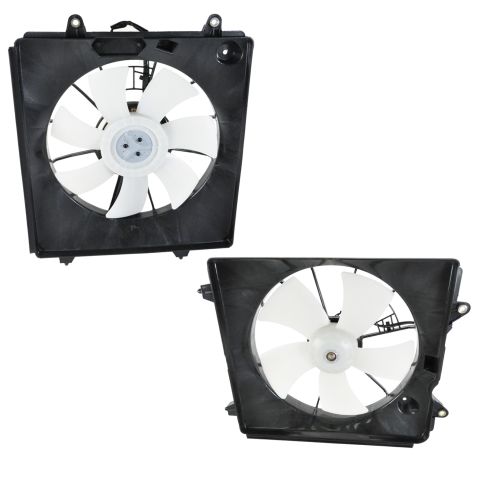 2007-09 Honda CR-V Engine Cooling Fan Assembly with A/C Condenser Cooling Fan Assembly 2 Piece Set TRQ RFA81505