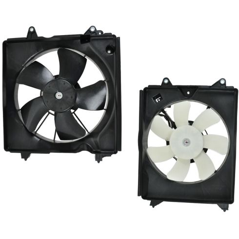 Honda Civic Acura ILX Driver & Passenger Side Engine Cooling Fan Assembly with A/C Condenser Cooling Fan Assembly 2 Piece Set TRQ RFA86806