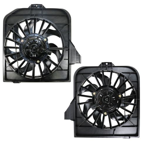 Dodge Chrysler Driver & Passenger Side Engine Cooling Fan Assembly with A/C Condenser Cooling Fan Assembly 2 Piece Set TRQ RFA81511