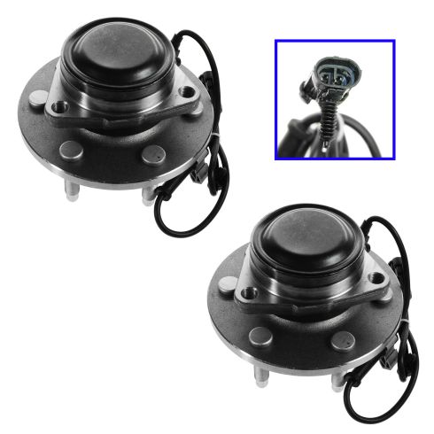 Chevrolet GMC Cadillac Front Driver & Passenger Side 2 Piece Wheel Bearing & Hub Assembly Set TRQ BHA53303