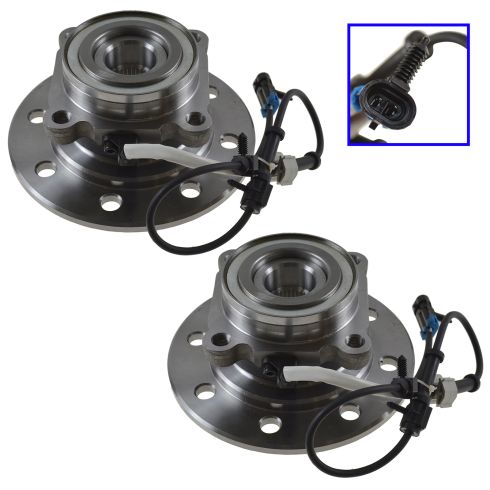 Chevrolet GMC Front Driver & Passenger Side 2 Piece Wheel Bearing & Hub Assembly Set TRQ BHA53338