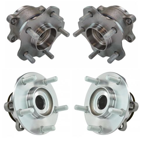 Nissan Rogue Rogue Select Front & Rear 4 Piece Wheel Bearing & Hub Assembly Set TRQ BHA34239