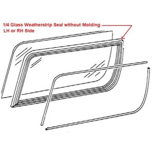 1980-96 Ford Bronco with Fiberglass Roof without Molding Quarter Glass Window Weatherstrip Seal 2 Piece Set Fairchild Automotive 1AWSK00287