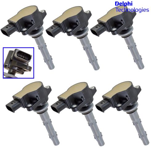 Mercedes Benz 6 Piece Ignition Coil Set Delphi DEERK00047