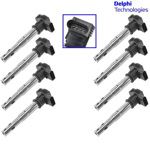 Audi RS4 RS5 8 Piece Ignition Coil Set Delphi DEERK00062