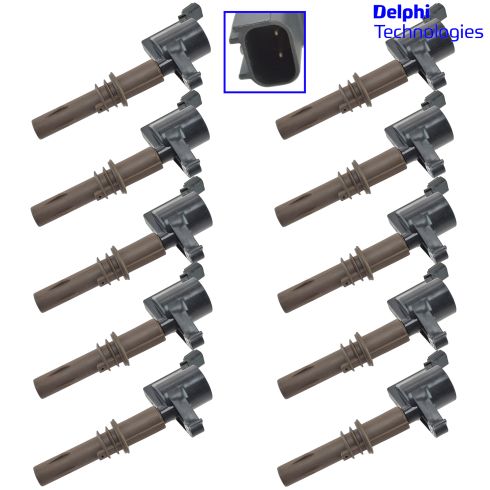Ford 10 Piece Ignition Coil Set Delphi DEERK00079