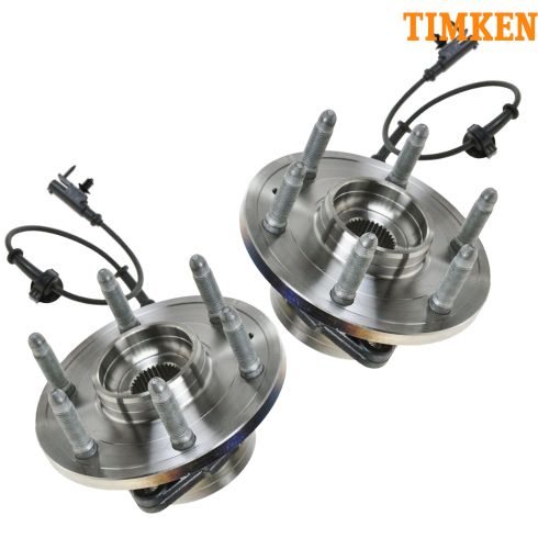 Chevrolet GMC Cadillac Front Driver & Passenger Side 2 Piece Wheel Bearing & Hub Assembly Set Timken TKSHS00238