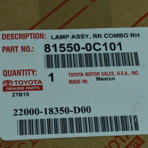 2014-20 Toyota Tundra Passenger Side Tail Light Toyota OEM 81550-0C101