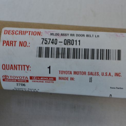 2006-12 Toyota Rav4 Rear Driver Side Outer Belt Molding Toyota OEM 75740-0R011