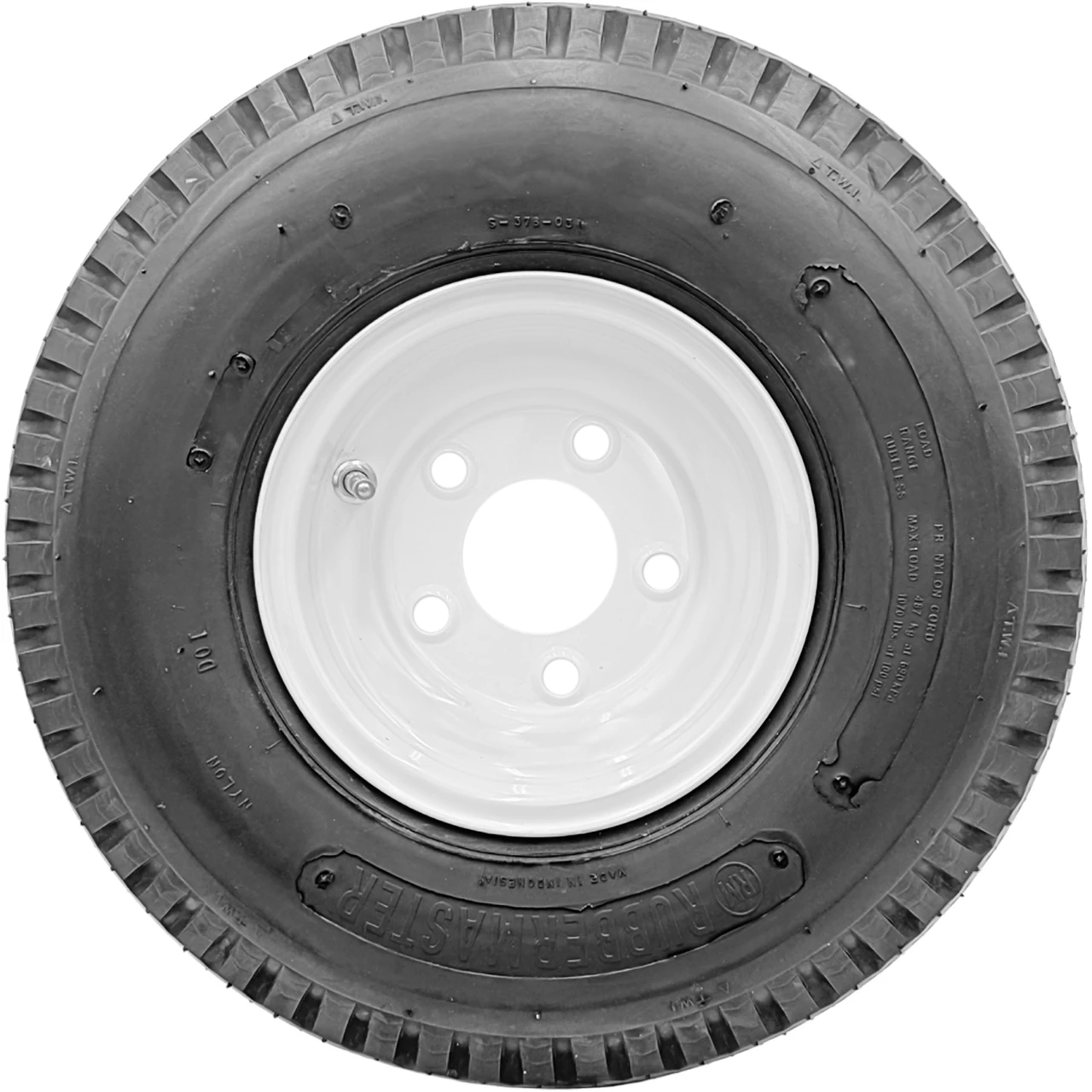 RubberMaster S378 ST 5.7-8 77M C (6 Ply) 5 x 4.5 White Stamped Trailer Tire and Wheel Assembly