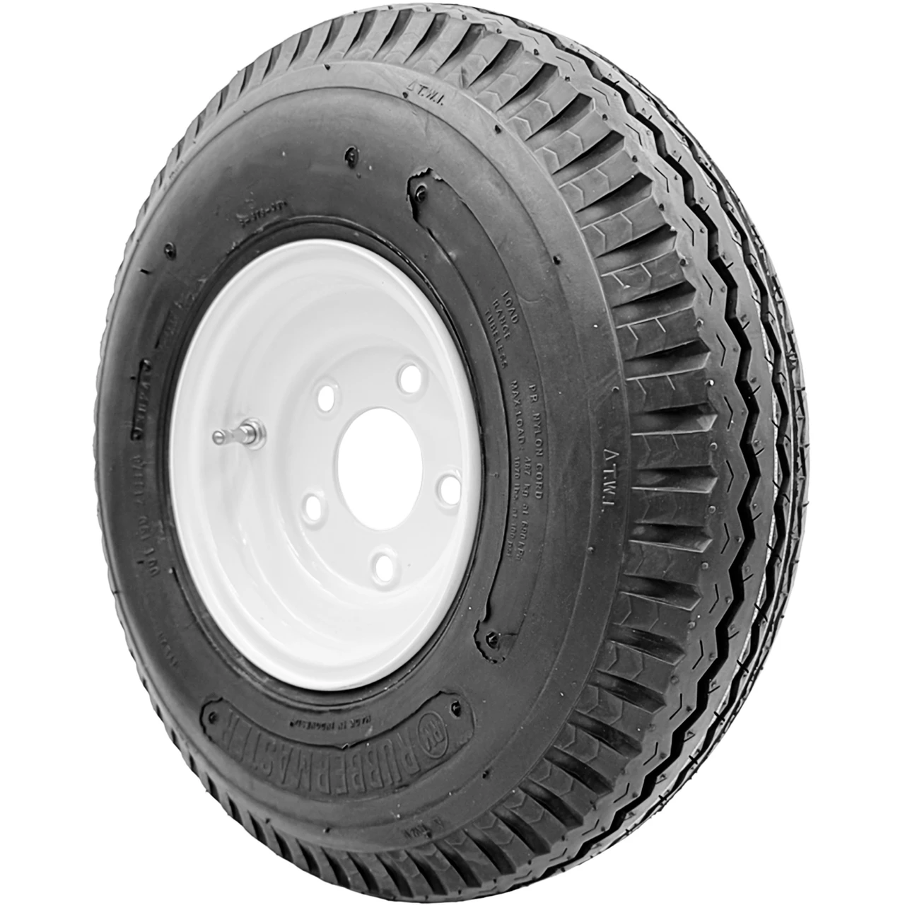 RubberMaster S378 ST 5.7-8 77M C (6 Ply) 5 x 4.5 White Stamped Trailer Tire and Wheel Assembly